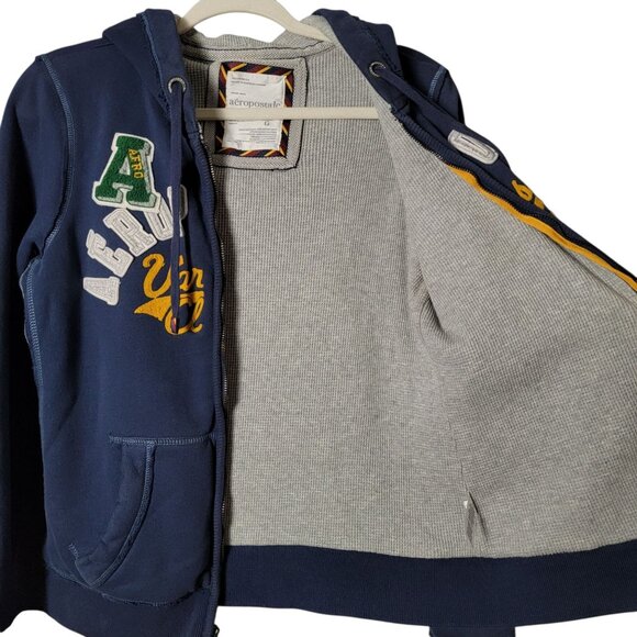 Aeropostale Womens Y2K Varisity 2000s Preppy Graphic Patchwork Hoodie Jacket L - Picture 7 of 15